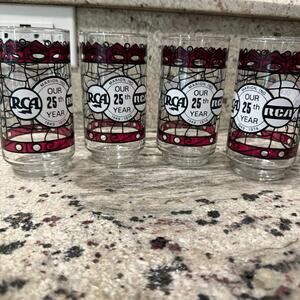 VTG RCA 25th Year Drinking Glasses Marion Indiana Commemorative Gift (Set of 4)
